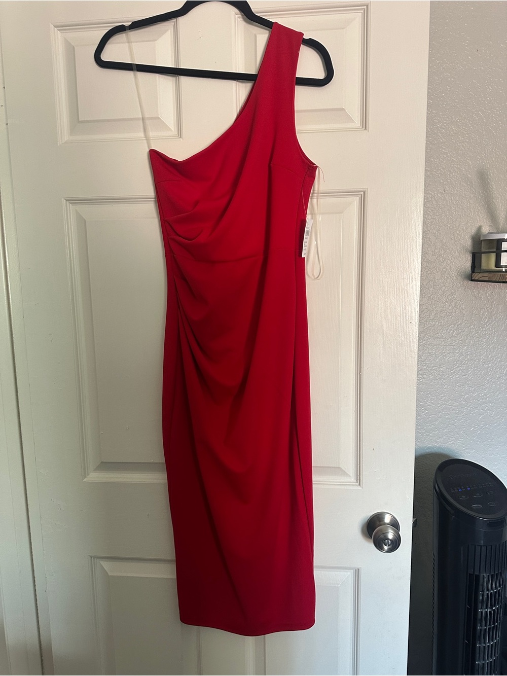 Windsor One-Shoulder Red Draped Sheath Dress